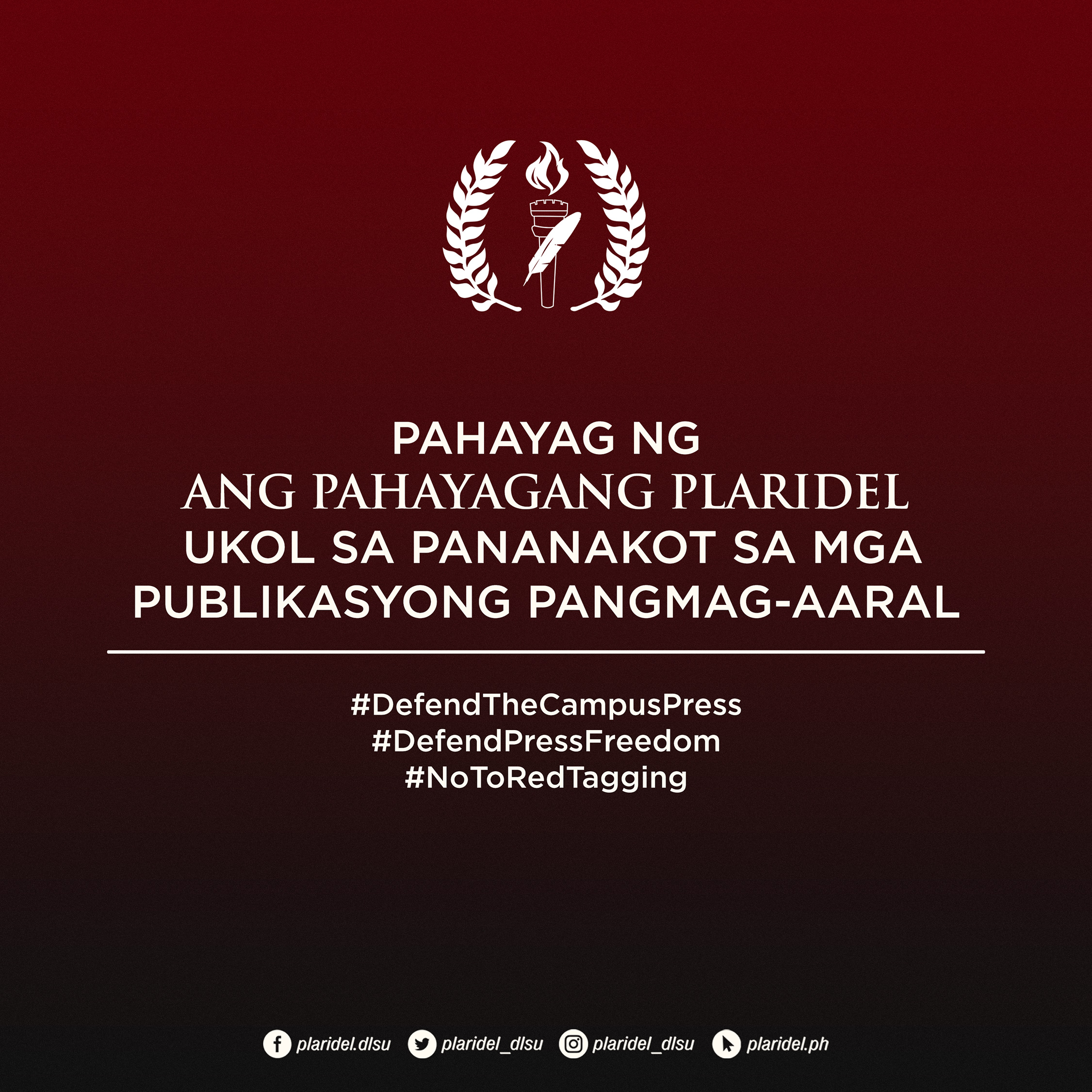 Read more about the article PAHAYAG NG ANG PAHAYAGANG PLARIDEL UKOL SA PANANAKOT SA MGA PUBLIKASYONG PANGMAG-AARAL