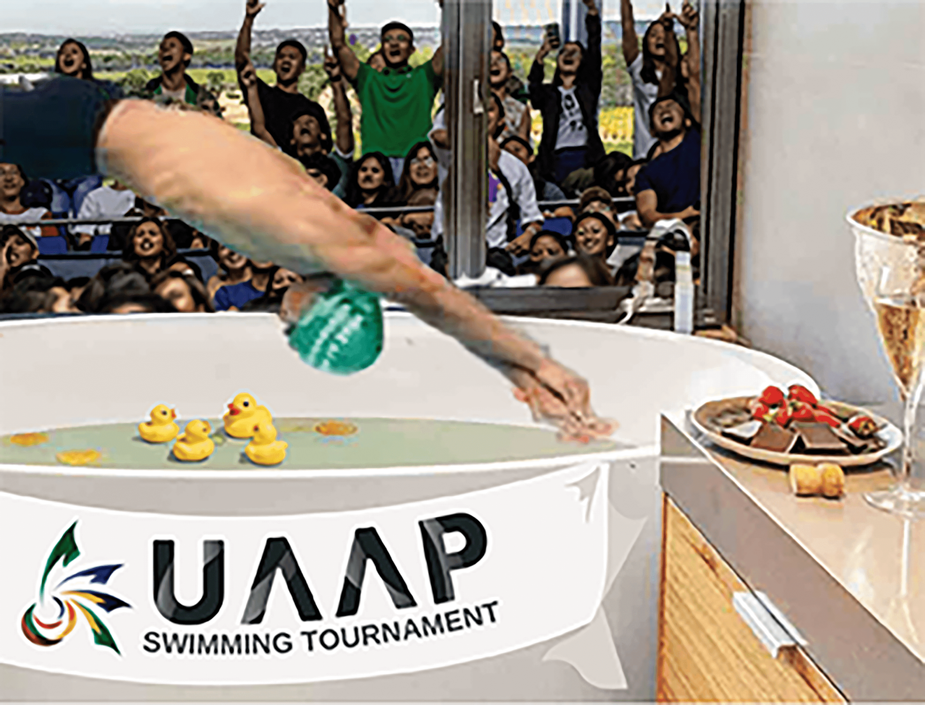 Read more about the article [SPOOF] Diving sa bathtub: DLSU Trunkers, aarangkada sa UAAP Bathtub Swimming Tournament!